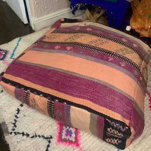 Pastel Moroccan Kilim Square Pouf